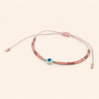 Bracelet Perles Rocailles Roses avec Œil Protecteur  Bracelet Jethyka