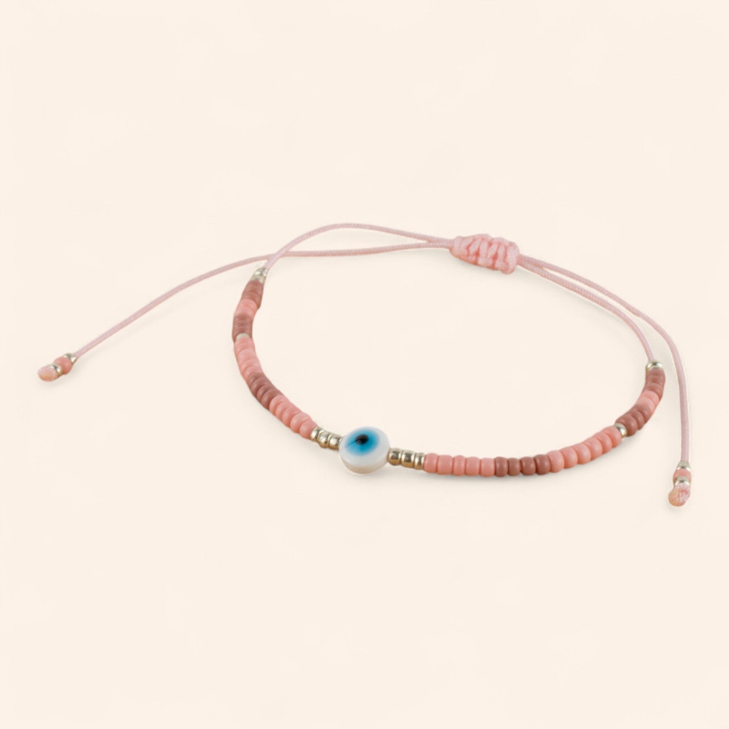 Bracelet Perles Rocailles Roses avec Œil Protecteur  Bracelet Jethyka