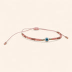 Bracelet Perles Rocailles Roses avec Œil Protecteur  Bracelet Jethyka
