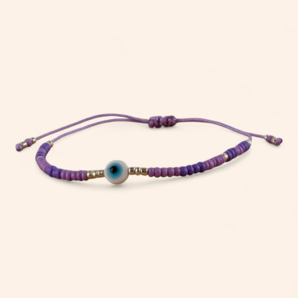Bracelet Perles Rocailles Violettes et Œil Protecteur  Bracelet Jethyka