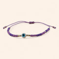 Bracelet Perles Rocailles Violettes et Œil Protecteur  Bracelet Jethyka