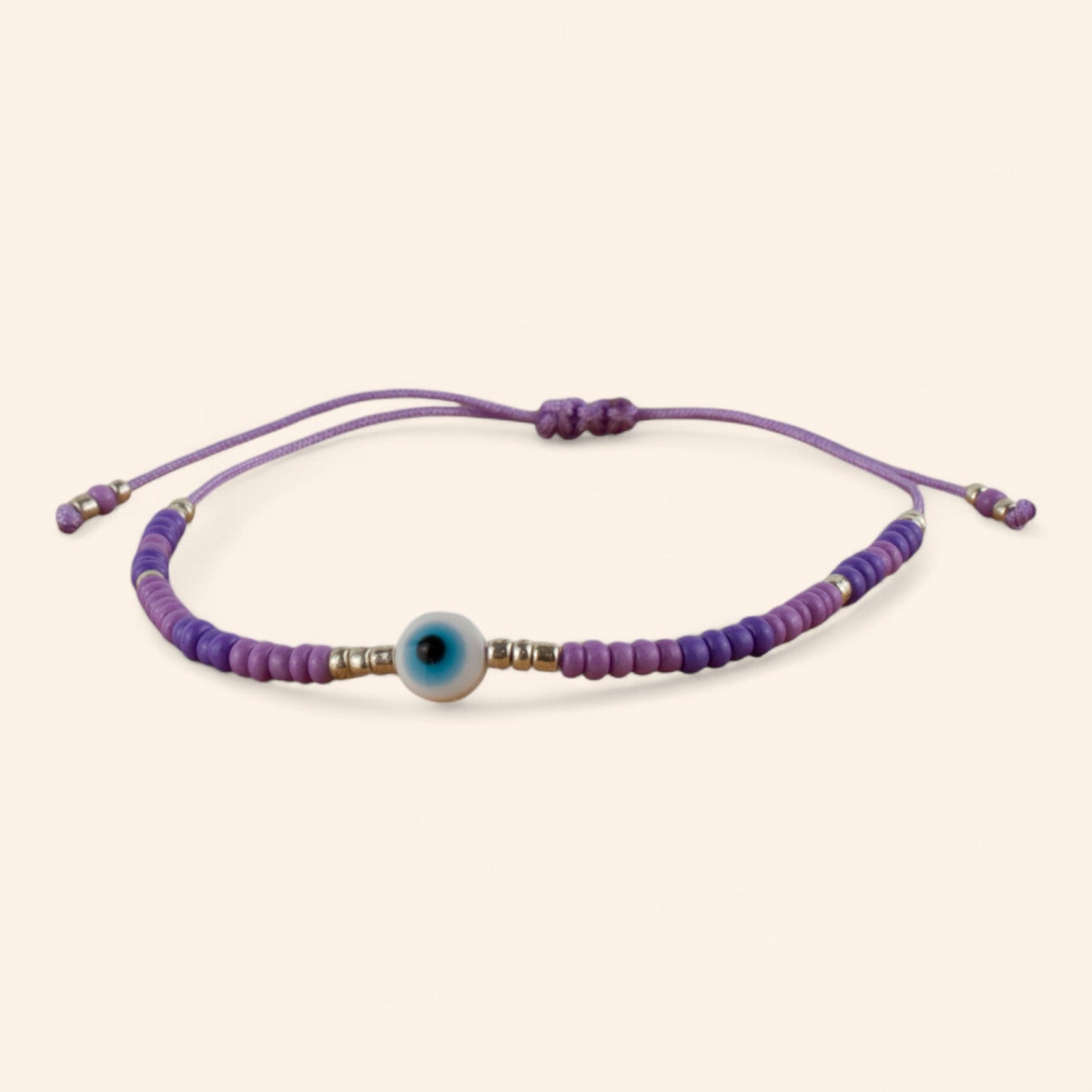 Bracelet Perles Rocailles Violettes et Œil Protecteur  Bracelet Jethyka