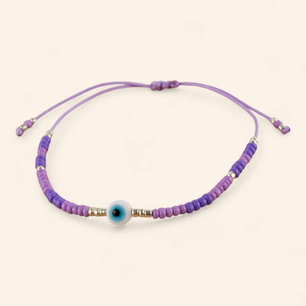 Bracelet Perles Rocailles Violettes et Œil Protecteur  Bracelet Jethyka