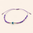Bracelet Perles Rocailles Violettes et Œil Protecteur  Bracelet Jethyka