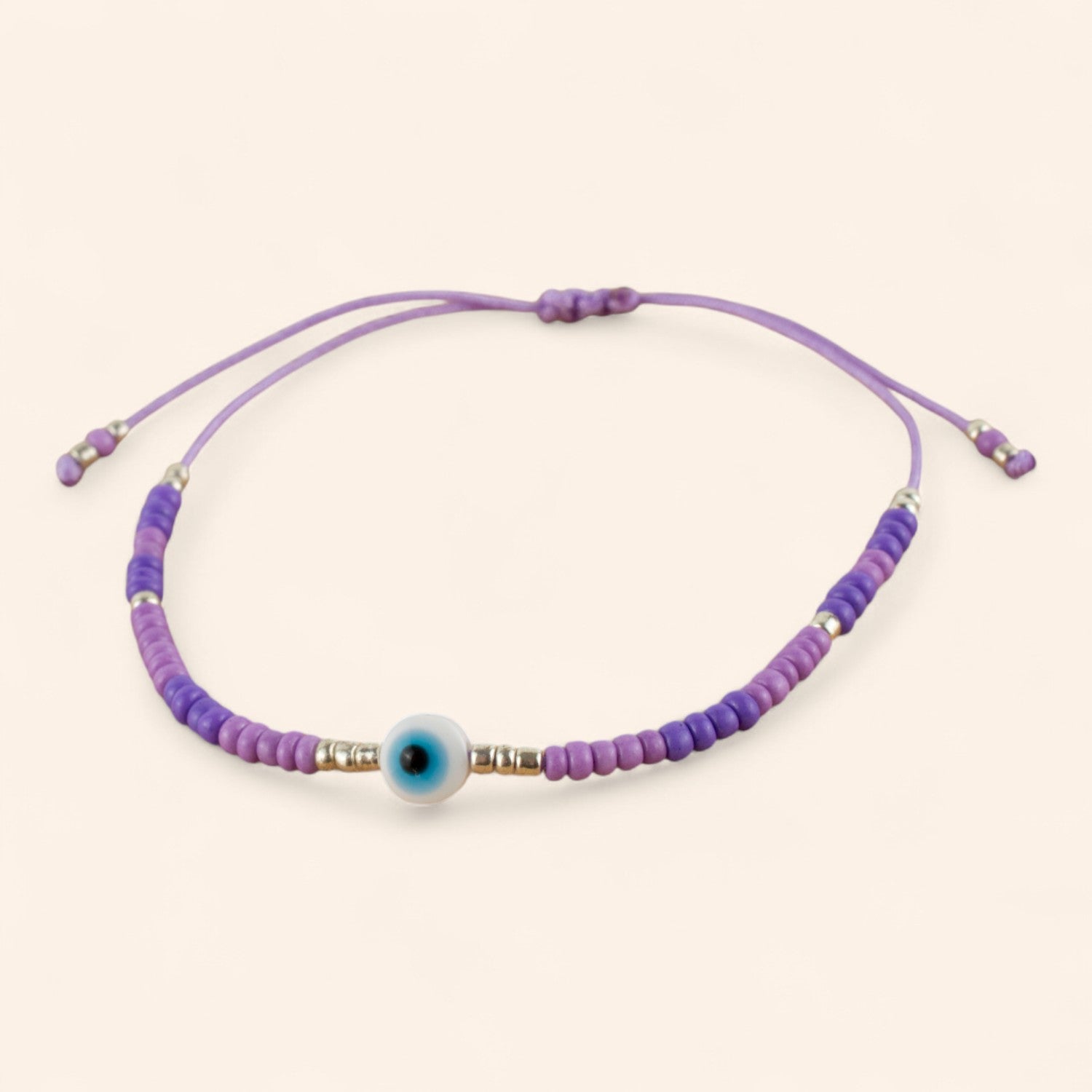 Bracelet Perles Rocailles Violettes et Œil Protecteur  Bracelet Jethyka