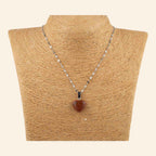 Pendentif cœur en pierre de sable et chaîne argentée