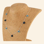 Collier Fleur perles cristal bleues