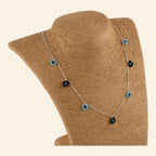 Collier Fleur perles cristal bleues