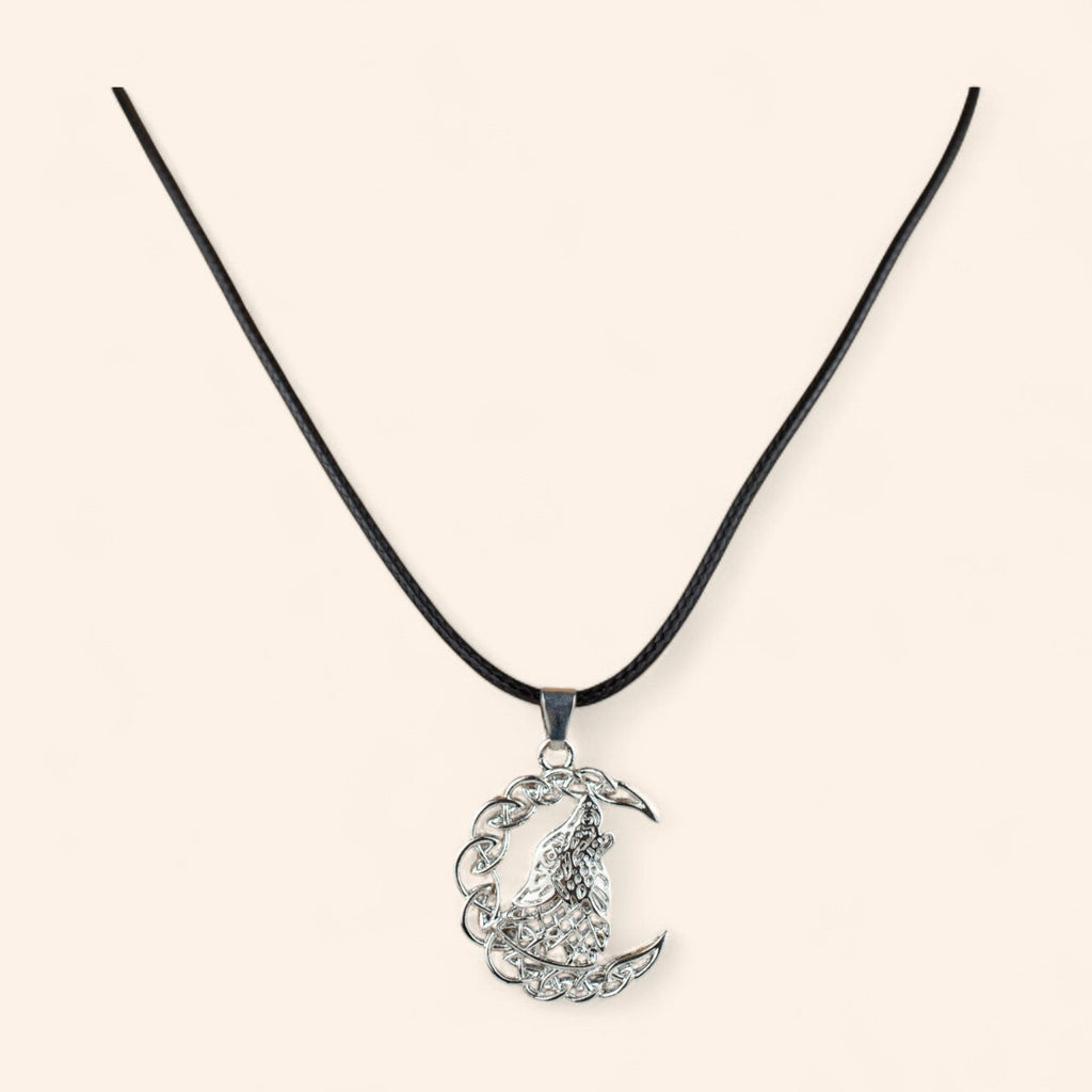 Collier pendentif Loup Hurlant à la Lune  Collier Jethyka