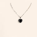 Collier Coeur pierre naturelle Obsidienne  Collier Jethyka