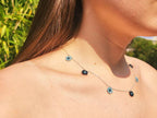 Collier Fleur perles cristal bleues  Collier Jethyka