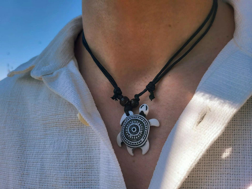 Collier Homme Tortue blanche Mandala  Collier Jethyka