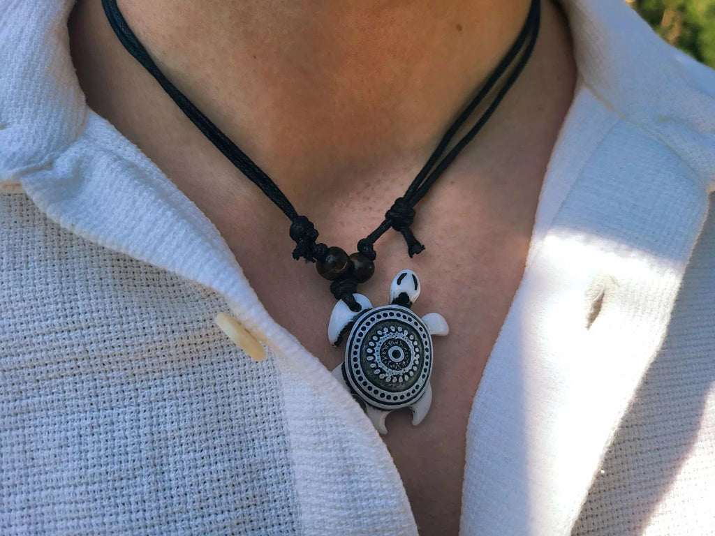 Collier Homme Tortue blanche Mandala  Collier Jethyka