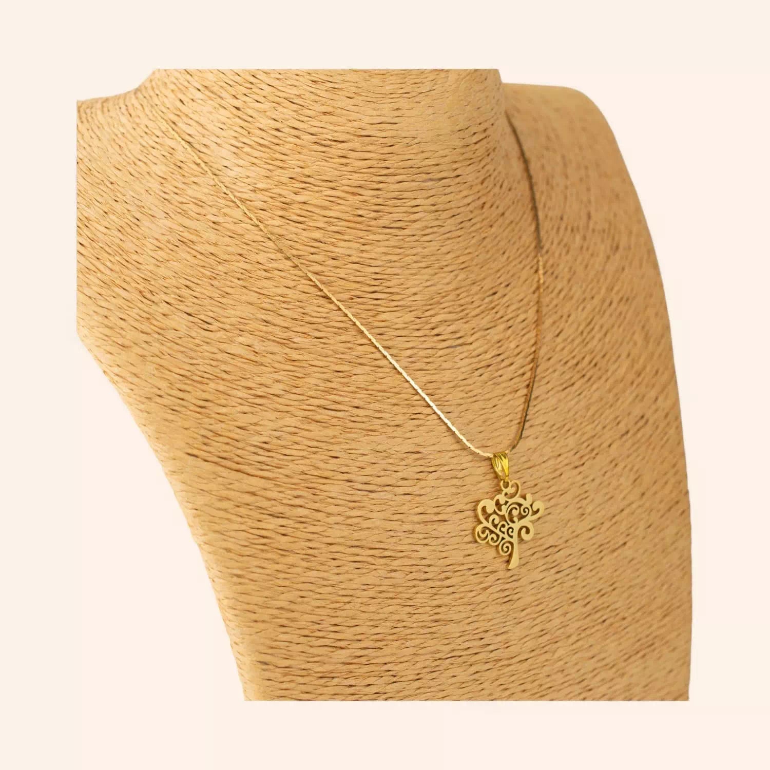 Pendentif Arbre de Vie et Chaîne Serpent en Métal Doré Pendentif Jethyka