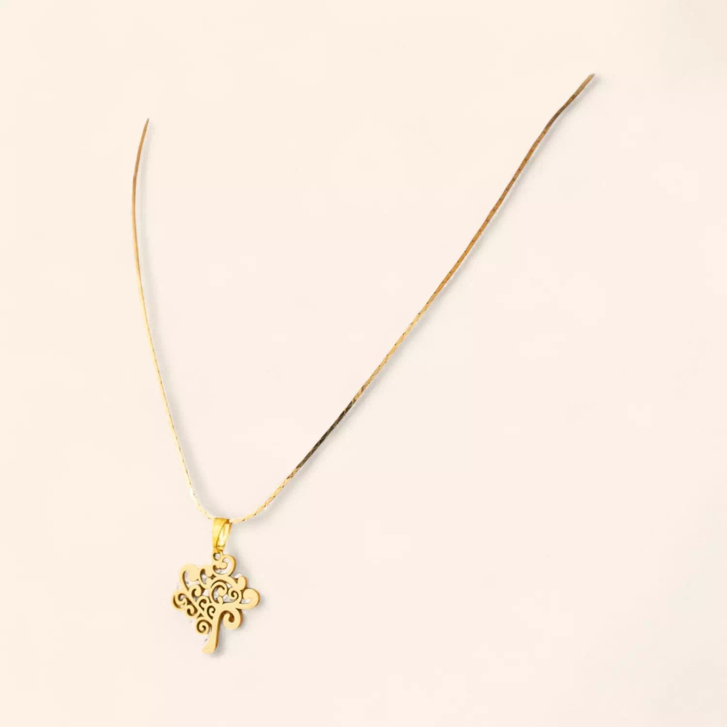 Pendentif Arbre de Vie et Chaîne Serpent en Métal Doré Pendentif Jethyka