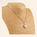 Pendentif cœur en pierres naturelles Rhodochrosite et chaîne argentée  Pendentif Jethyka