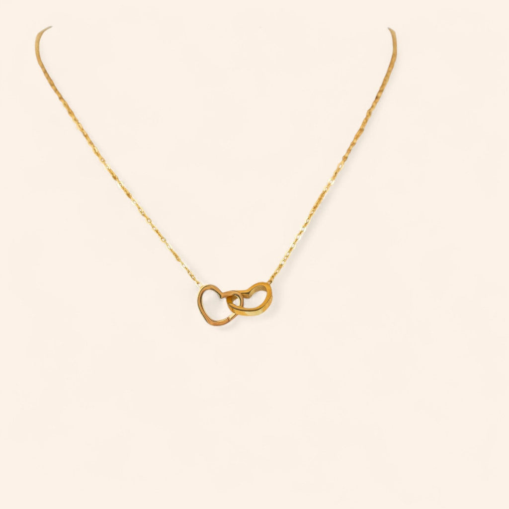 Collier cœurs dorés entrelacés  Collier Jethyka