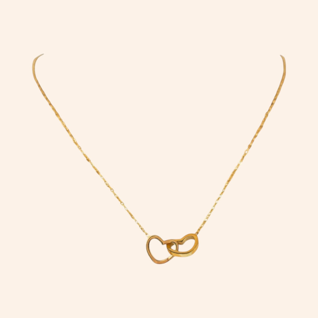 Collier cœurs dorés entrelacés  Collier Jethyka