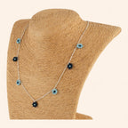 Collier Fleur perles cristal bleues  Collier Jethyka