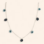 Collier Fleur perles cristal bleues  Collier Jethyka