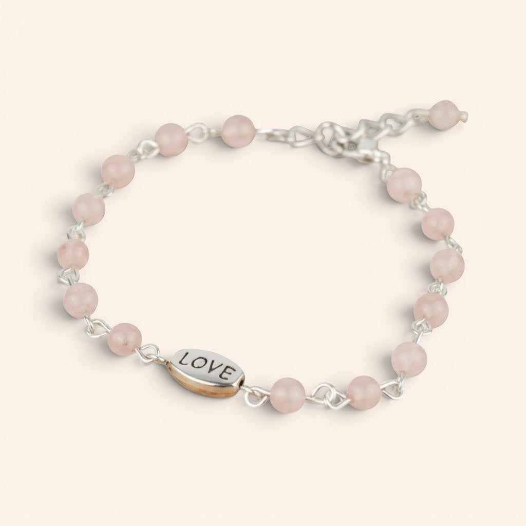 Bracelet Love en pierres naturelles Quartz Rose