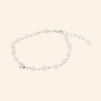 Bracelet JETHYKA en quartz rose et perle cœur argenté, bijou fantaisie réglable