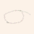 Bracelet JETHYKA en quartz rose et perle cœur argenté, bijou fantaisie réglable